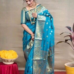 Home alisha fashionable banarasi silk saree | zari woven designer saree with running blouse