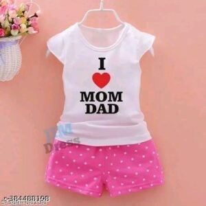 Home princess classy girls cotton top & shorts set | cute printed kids outfit (0 4 years)