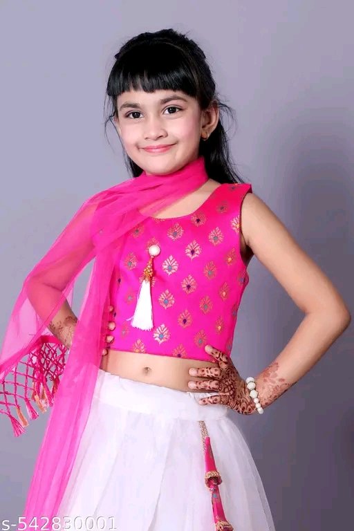 modern classy girls lehenga choli set | pink & white net lehenga for kids (1 8 years) modern classy girls lehenga choli set | pink & white net lehenga for kids (1 8 years)