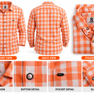 orange white check shirt 001